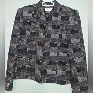 Giancarlo Ferrari Black/Gray Checkered Zip Up Jacket Women’s Size 4.